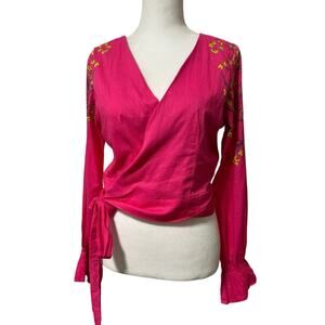 Roopa Pemmaraju Anthro Floral Wrap Cropped Top Small